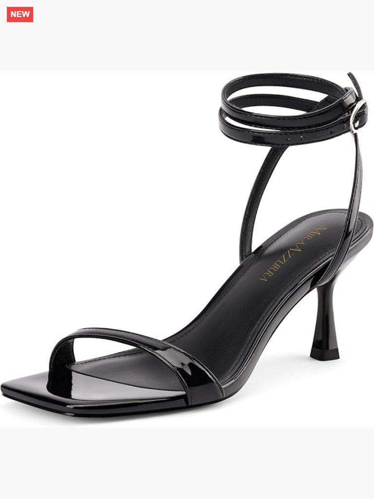 Kitten Heel Sandals Square Open Toe Strappy Ankle Strap For Wedding Party